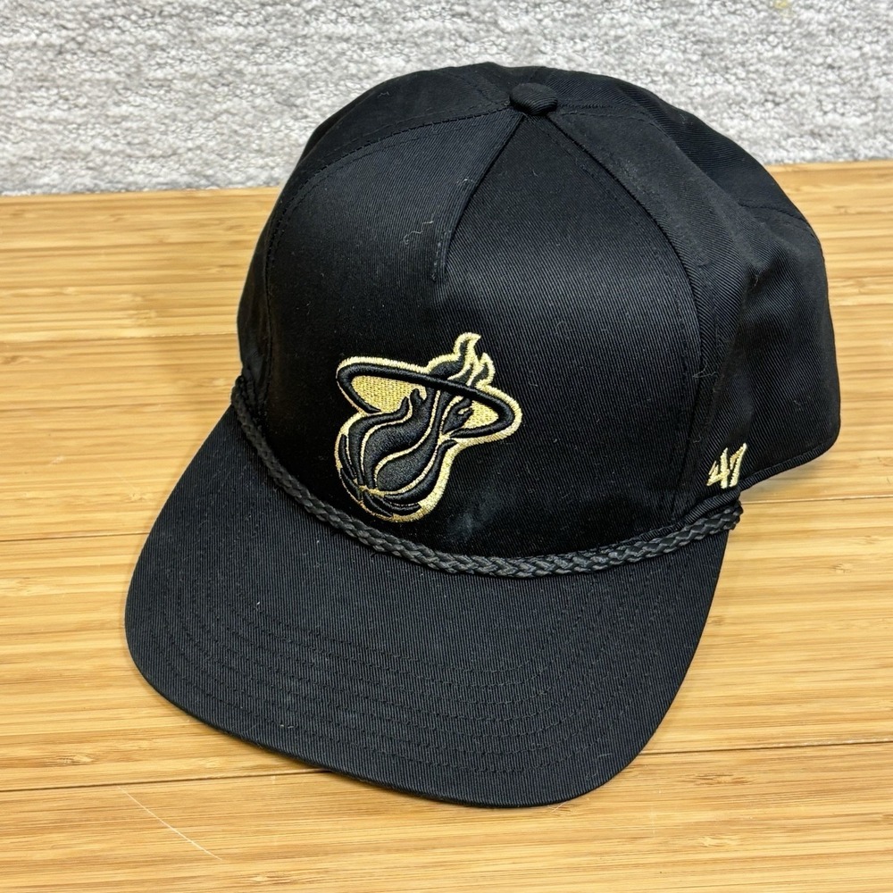 Miami Heat '47 Brand Black A Frame Adjustable Strap Rope Hat HWC Heat Logo